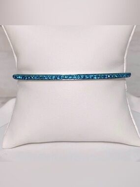 NEW Stainless Steel Teal Pavé Crystal Bangle Bracelet.